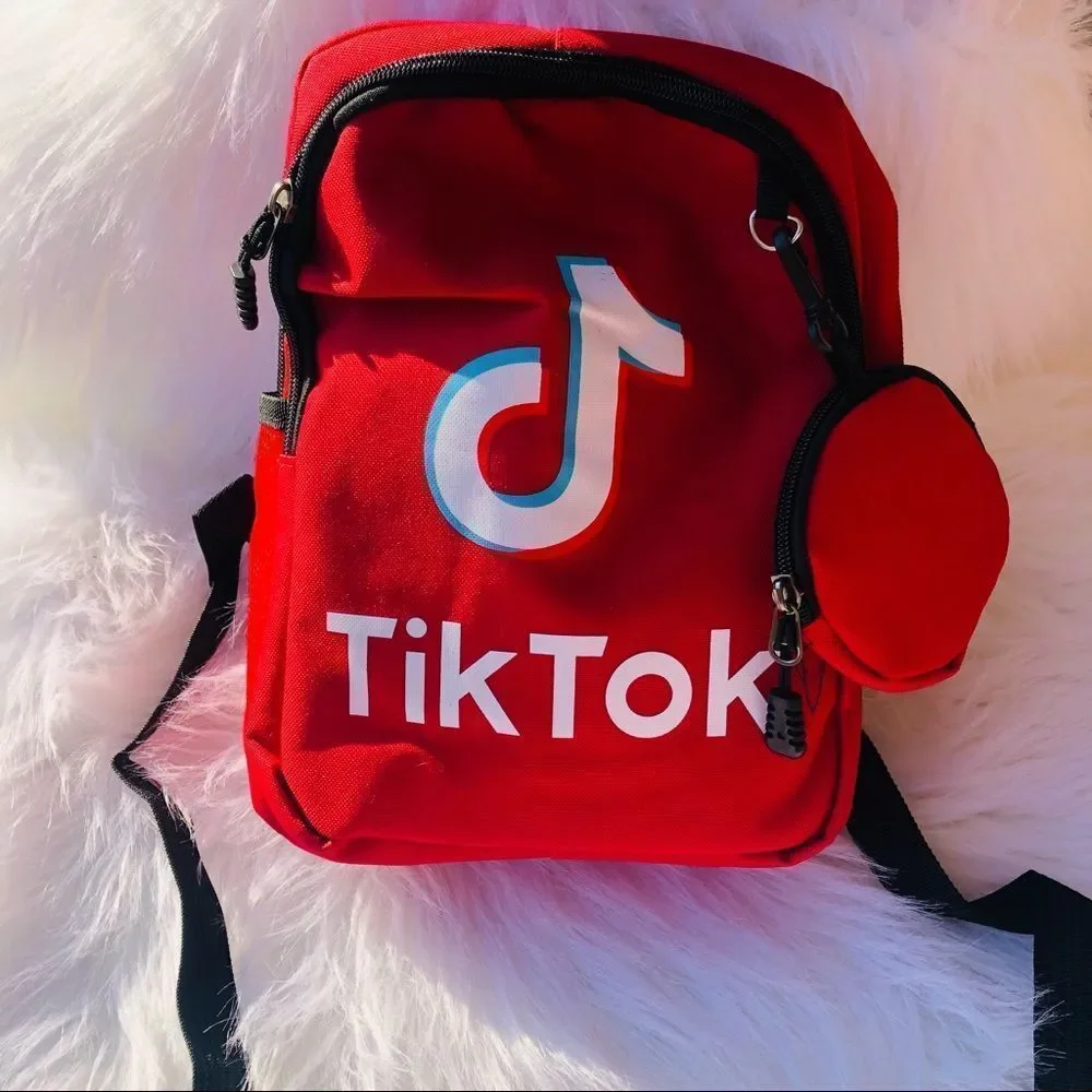 Brand New Trendy Kids Tik‎ Tok School Bagpack with coin purse (RED)Small Bagpack